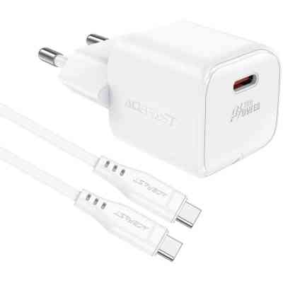 Зарядное устройство Acefast USB-C 20W Gan A73 mini + USB-C cable Fast Charger White (6974316282655) Винница