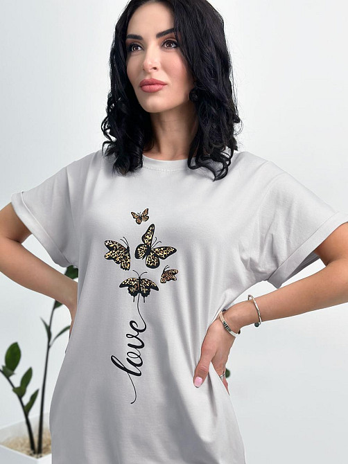 Летнее платье мини с принтом Glide 42-44, Серый Киев - изображение 1