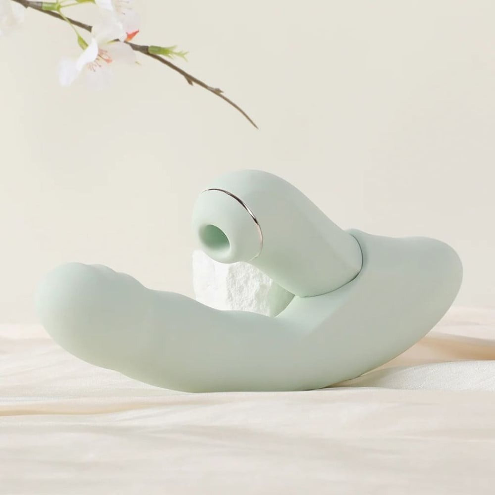 Вибратор 2-в-1 с фрикциями, вакуумом и подогревом BeYourLover FATIMA, мятный, 19 × 3,2 см Sex Aura Киев - изображение 8