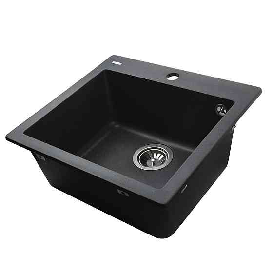 Гранитная мойка Globus Lux AOSTA черный металлик 490x455мм-А0001 (000023578) Киев