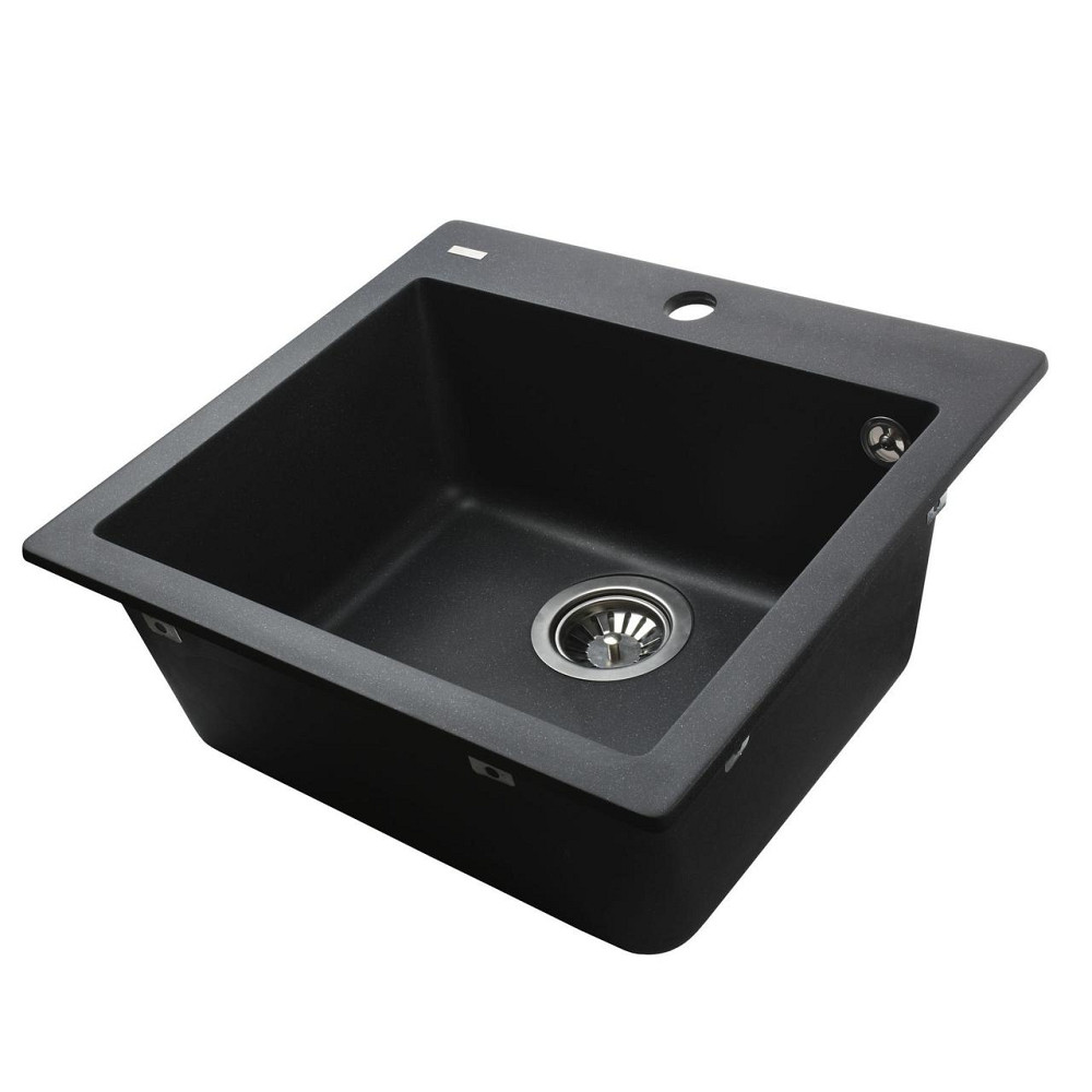 Гранітна мийка Globus Lux AOSTA чорний металiк 490x455мм-А0001 (000023578) Київ - фото 2