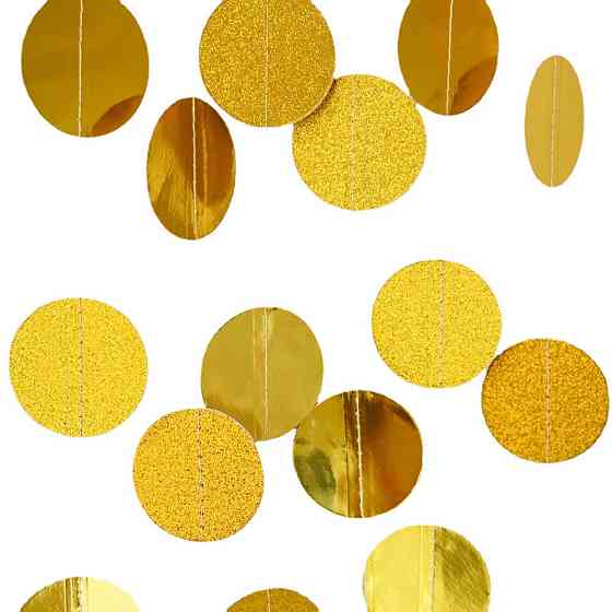 Гирлянда нитка круги на нитке праздничные на стену 400 см золотистый Киев