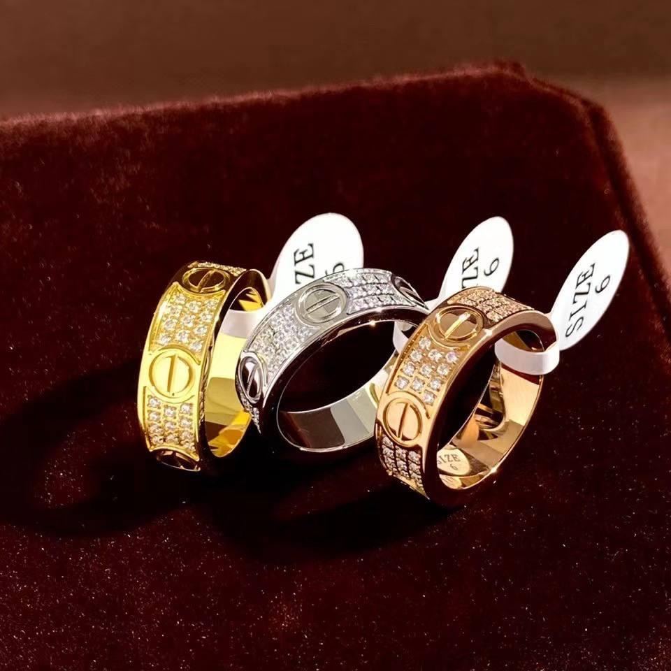 Cartier кільце LOVE з дрібним цирконієм / кільце з дрібним камінням у лимонному, рожевому та білому золоті Одеса - фото 2