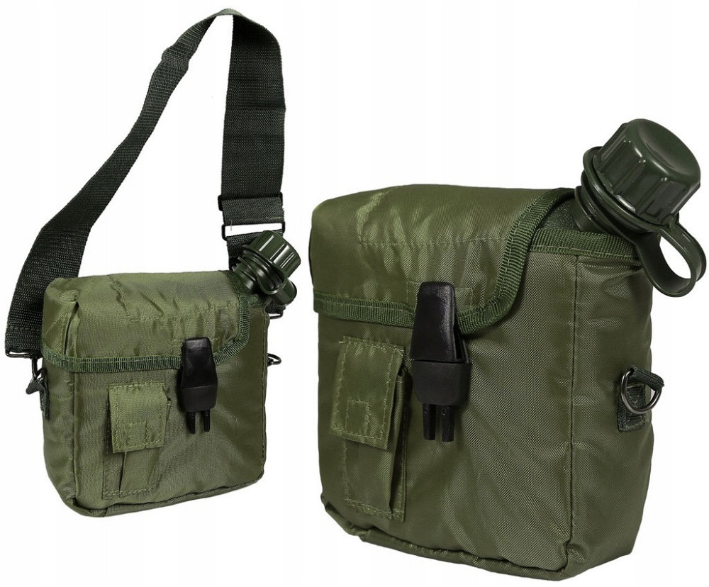 Армійська Фляга двох квартова 1.9 літрів з чохлом та ременем Mil-Tec від Sturm "USA" (14510001) Olive Нововолинськ - фото 1