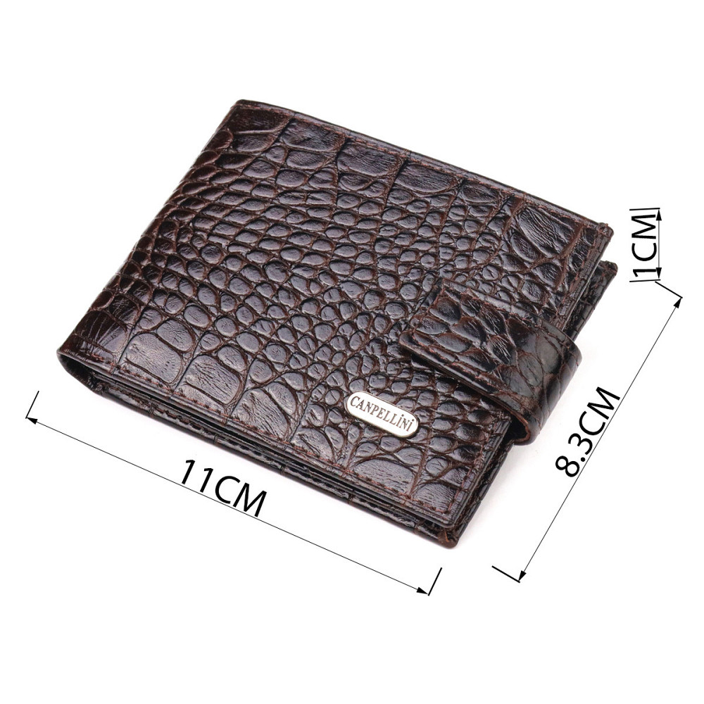 Оригинальный мужской кошелек из натуральной фактурной кожи CANPELLINI 21513 Коричневый Киев - изображение 3