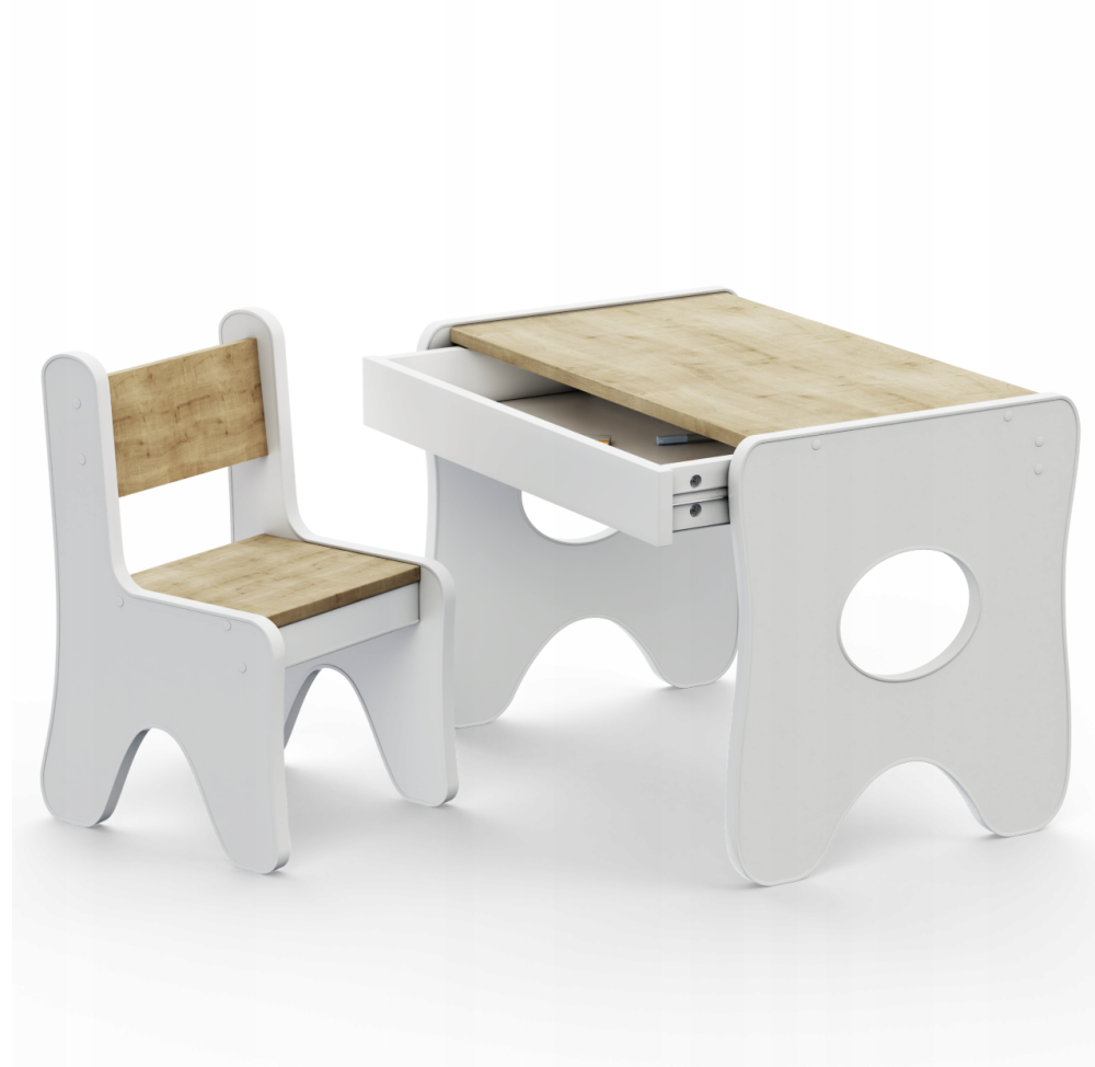 Комплект дитячих меблів столик та стільчик 70×45×51, стіл та стілець у дитячу білий з деревом Київ - фото 3