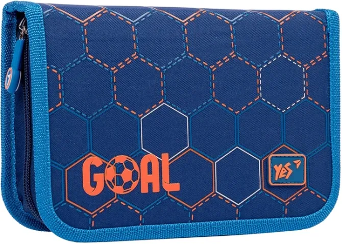 Пенал шкільний твердий "YES" 533074 одинарний з двома клапанами HP-04 "Goal", синій, шт Київ - фото 1