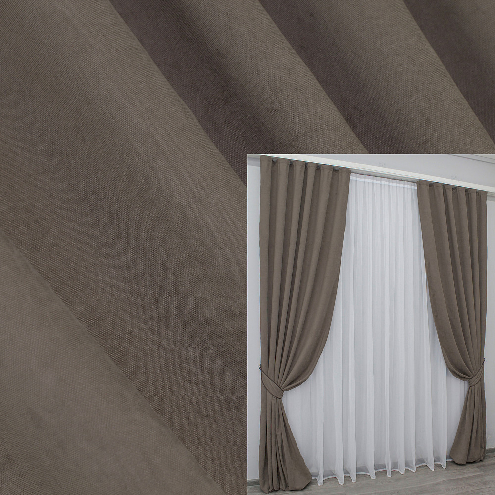 Комплект готових штор VR-Textil Мікровелюр SPARTA № 1035ш Какао 150х285 см 2 шт (30-825) Київ - фото 1