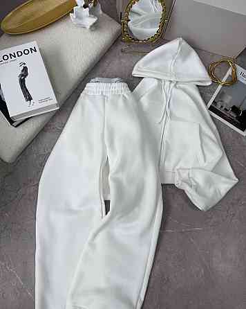 Женский утепленный прогулочный костюм двойка в спортивном стиле трехнить на флисе Молочный, 42/44 Одесса