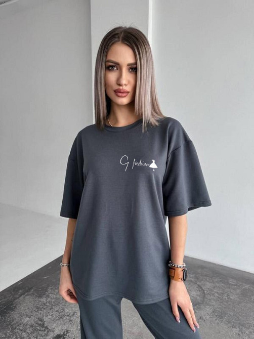 Жіночий повсякденний костюм футболка зі штанами Графітовий 46/48 Харків - фото 2