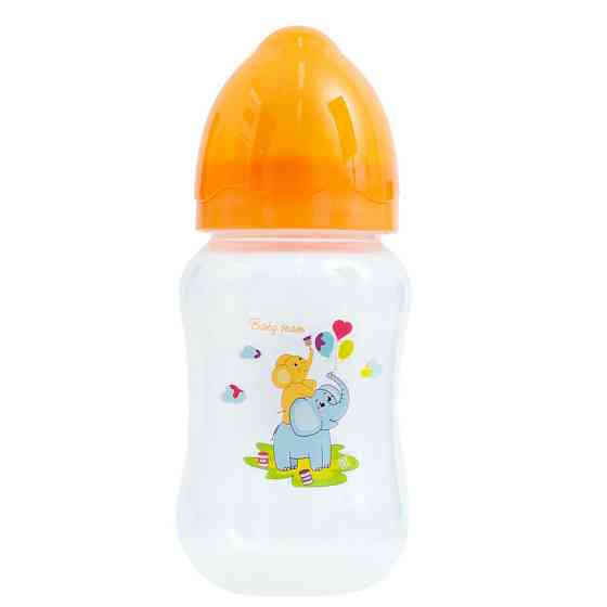 Пляшечка для годування з широким горлом та силіконовою соскою 1002 помаранчевий 250 мл Вінниця