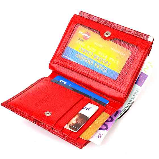 Чудовий гаманець для жінок середнього розміру з натуральної шкіри з тисненням під рептилію CANPELLINI 21818 Червоний Київ