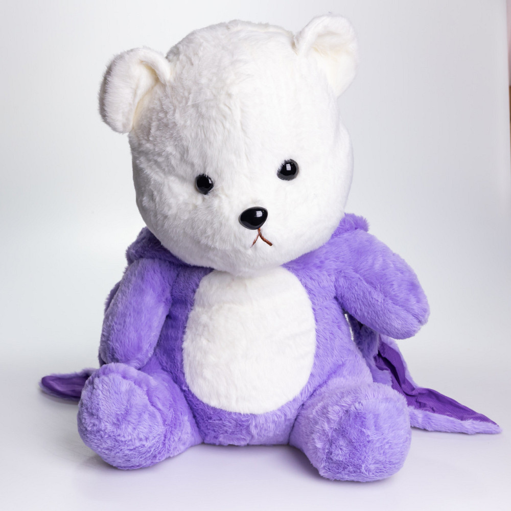 М'яка іграшка-плед, подушка 3 в 1 Ведмедик Тедді в костюмі Ангела плед в іграшці 40×35×15 (см) дитячий плед іграшка Фіолетовий 520-2V Коломия - фото 5