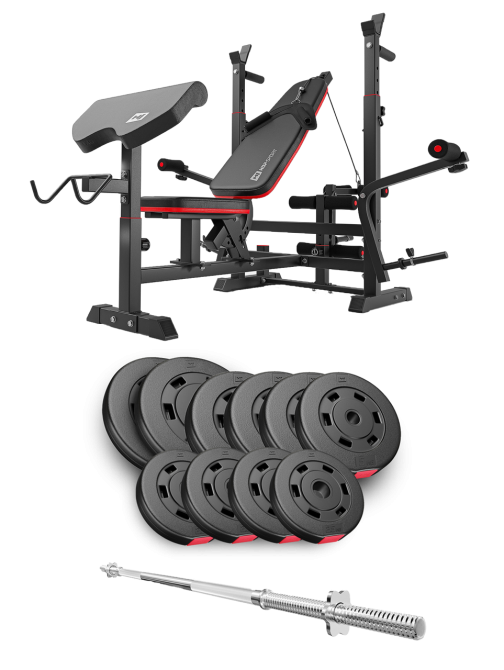 Набір Hop-Sport Premium 59кг з лавою HS-1075 Pro та штангою Киев - изображение 1