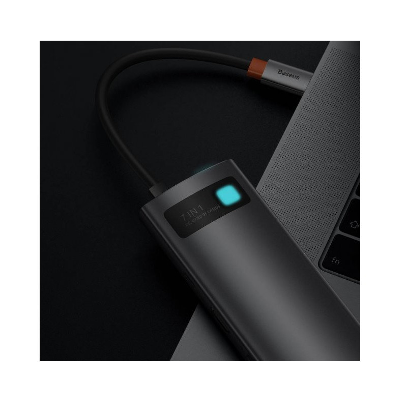 USB-хаб Baseus Metal Gleam Series 7-in-1 Multifunctional Type-C HUB Docking Station Gray（Type-C to Київ - фото 1