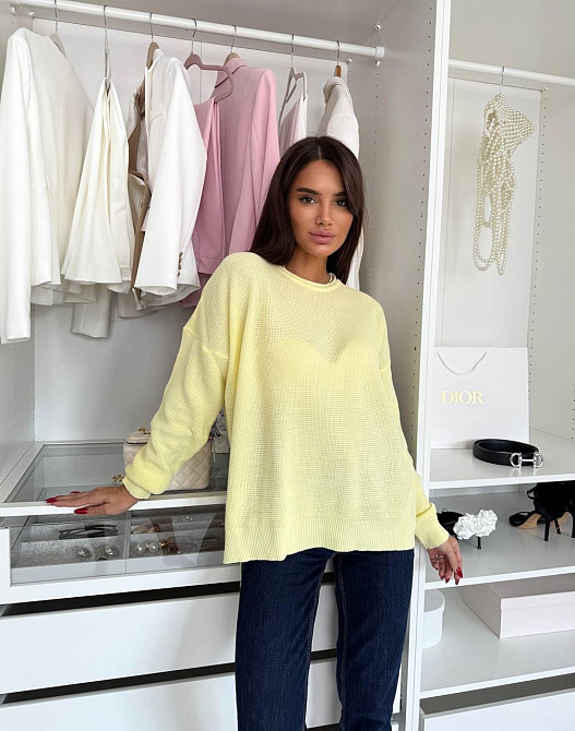 Женский базовый теплый повседневный оверсайз свитер 100% акрил Лимонный Одесса - изображение 1