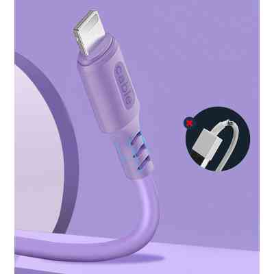 Дата кабель USB 2.0 AM to Lightning 1.0m soft silicone violet ColorWay (CW-CBUL044-PU) Винница