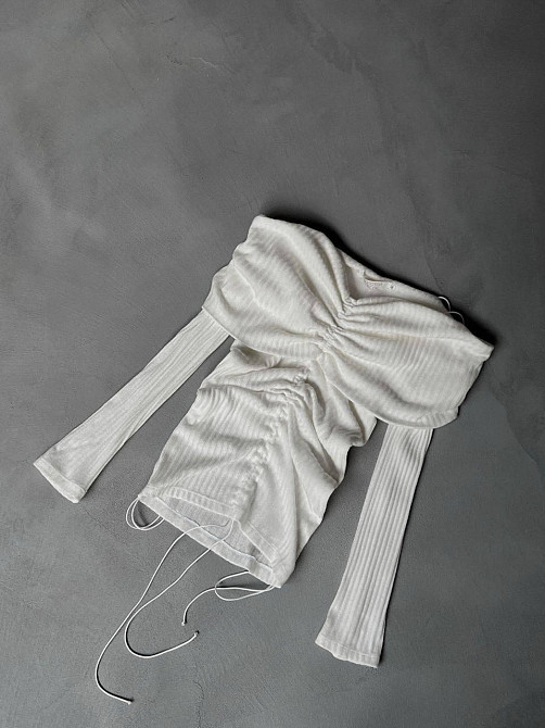 Женский романтичный топ с открытыми плечами рубчик мустанг Одесса - изображение 9