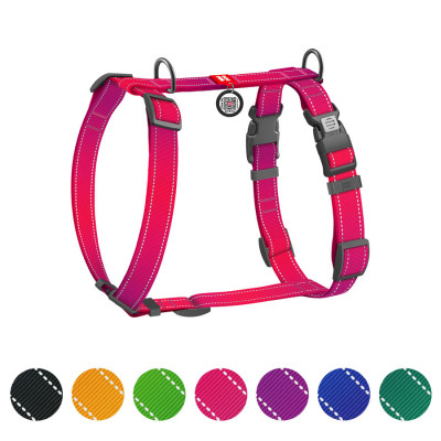 Шлей для собак WAUDOG Nylon Mono анатомическая H-образная с QR паспортом, пластиковый фастекс, L розовая (54587) Винница - изображение 1