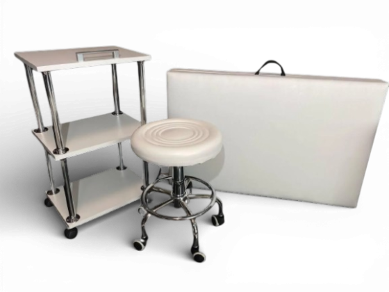 Косметологическая кушетка с тележкой и стулом без спинки (комплект) Киев