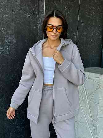 Теплий спортивний костюм жіночий на блискавці Сірий 50/52 Харків