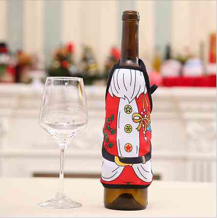 Чехол на бутылку новогодний фартук 20 на 15 см разноцветный Киев