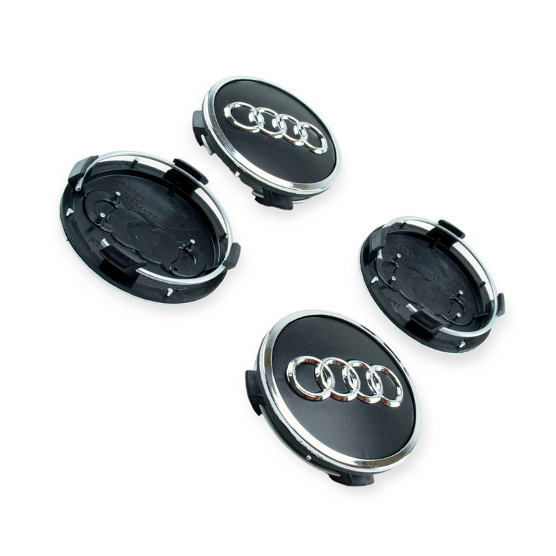 Ковпачок заглушка диска audi 56/61мм чорні (к-т 4шт) з кільцем, хром ободок - Мукачево - фото 1