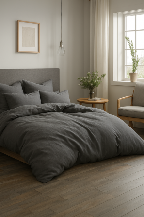 Ecotton Підковдра на блискавці Ecotton двоспальна 175х215 см фланель з бавовни Grеy сірий Коломыя