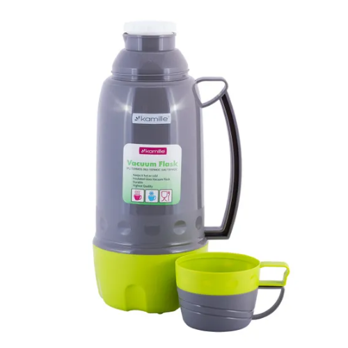 Термос 1,8л зі скляною колбою і 3 пластиковими чашками KAMILLЕ 2081 Житомир - фото 12