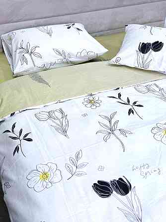 Ecotton Простирадло без резинки Ecotton Євро 220х240 см із сатину зеленого кольору 24303 Коломия