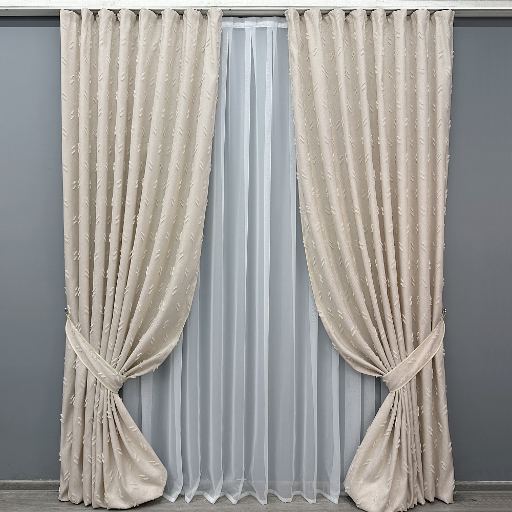 Комплект штор VR-Textil Льон Букле № 1882ш Таш 150х270 см 2 шт (33-0907) Київ - фото 2