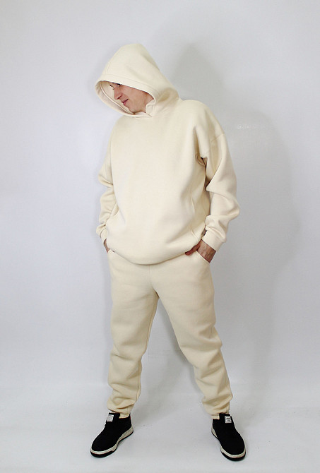 Мужской спортивный теплый костюм на флисе Молочный 50 Харьков - изображение 3