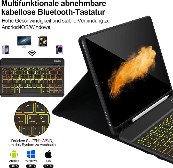 Защитный чехол с Bluetooth клавиатурой для iPad 10.2 Inch (9/8/7 Generation) и iPad Air 3rd / Pro 10.5 Днепр - изображение 5