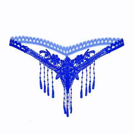 Стринги с жемчугом эротические синие - размер универсальный Киев