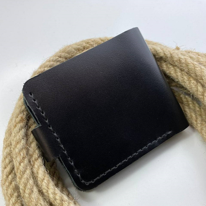 Гаманець шкіряний жіночий Біфолд Глянець Чорний маленький, стильний, модний, з відділеннями для карт та купюрMasterSem Київ - фото 9