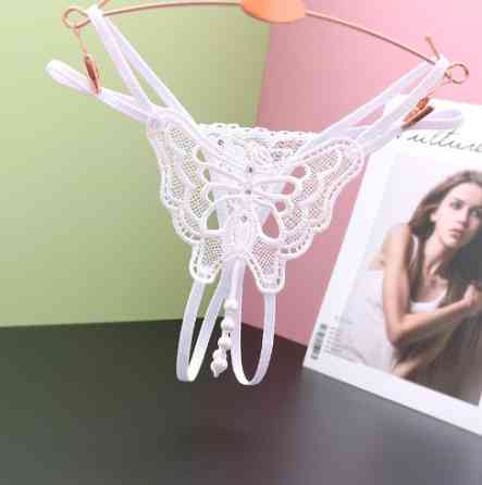 Трусики з перлинами та метеликом білі - розмір універсальний, резинка до 90см Київ