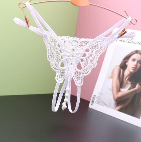 Трусики з перлинами та метеликом білі - розмір універсальний, резинка до 90см Київ - фото 1