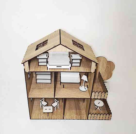 Ігровий ляльковий будиночок 37 см з набором меблів 10 одиниць Ірпінь