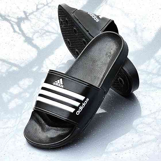 Шльопанці Adidas Чорні Сланці Тапочки Білі Адідас Жіночі (розміри: 36,37,38,39,40,41) Дніпро