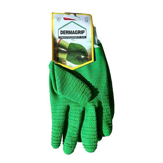 Робочі рукавички синтетичні зелені зі спіненим латексним покриттям повним для захисту рук Харків