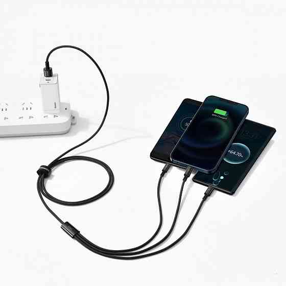 Кабель Baseus Tungsten Gold One-for-three Fast Charging Data 3-in-1 Micro USB+Lightning+Type-Cм 3.5 Львів