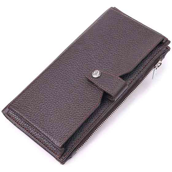 Мужское вертикальное портмоне из натуральной кожи KARYA 21421 Коричневый Киев