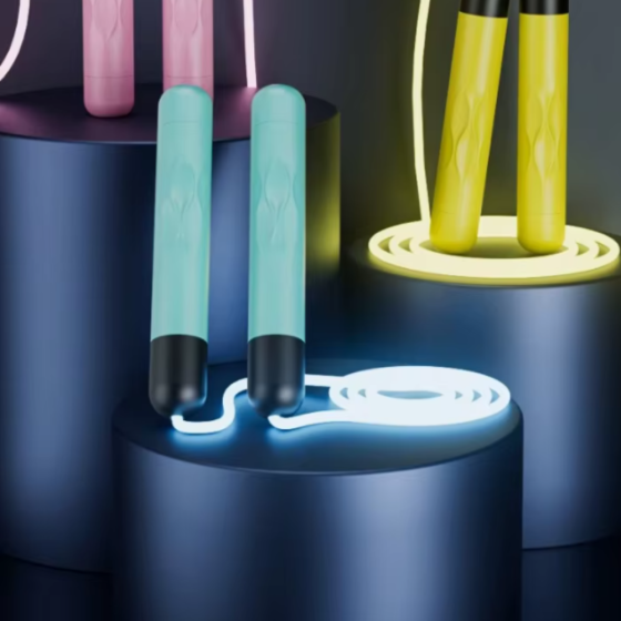 Скакалка светодиодная 2.8 м светящаяся для детей и взрослых с LED-подсветкой для занятий спортом голубая Каменец-Подольский