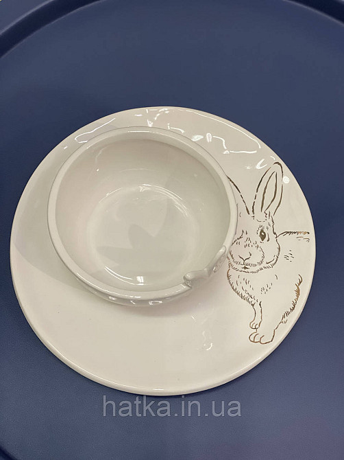 Тарілка 21,4х21,4х2,10 см "Bunny" кераміка біла із зайчиком пасхальна Київ - фото 3