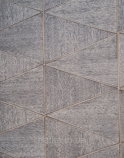 Шпалери вінілові на флізеліні Marburg Travertino 1.06х10 фігури трикутники смуги структурні чорні з беж 3д Київ - фото 3