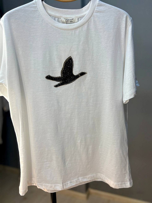 Футболка жіноча Pepper&mint PT24-17 птах каміння середня довжина, білий, L Київ - фото 5