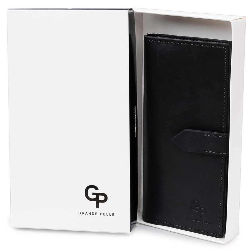 Стильное матовое мужское портмоне GRANDE PELLE 11560 Черный Киев - изображение 5