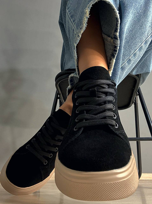 Кеди жіночі Hengji 85-9 натуральний замш на платформі чорні, 40, 25,5 см Одеса - фото 6