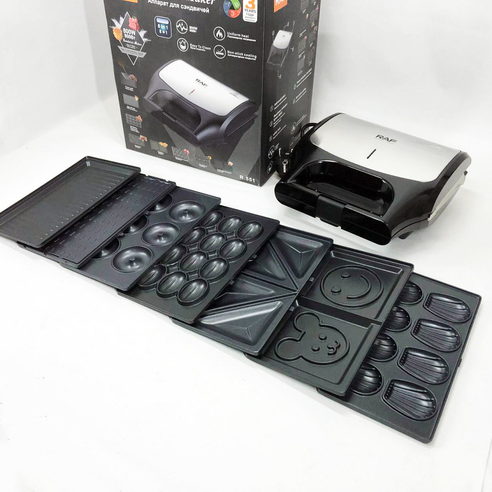Сендвічниці бутербродниці RAF R.551 850 Вт 8 в 1, Мультимейкер бутербродниця вафлі гриль пончики ED-19 Івано-Франківськ - фото 9