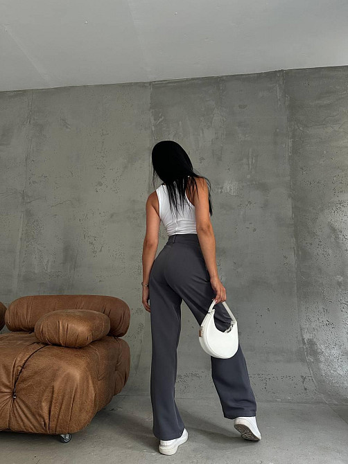 Жіночі базові штани палаццо костюмка Графіт, 46/48 Одеса - фото 7
